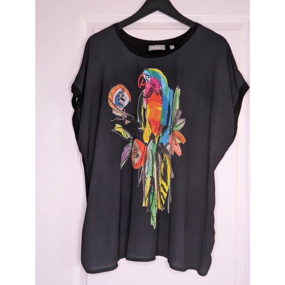 Ulla Popken Artistic Parrot Tee - Embellished Oversized Statement Top USA 16/18 - Picture 3 of 13